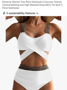 White Crisscross High-Waist Bikini with Beaded Straps